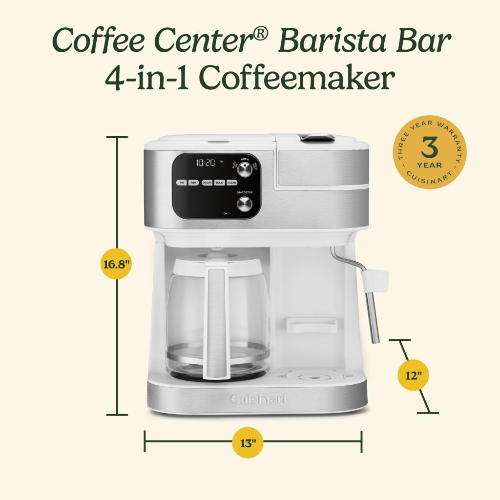 Cuisinart Coffee Center Barista Bar 4-in-1 Coffee Maker, Single-Serve Pods Compatible, Coffeemaker, Three Brewing Sizes, SS-4N1NAS, Black