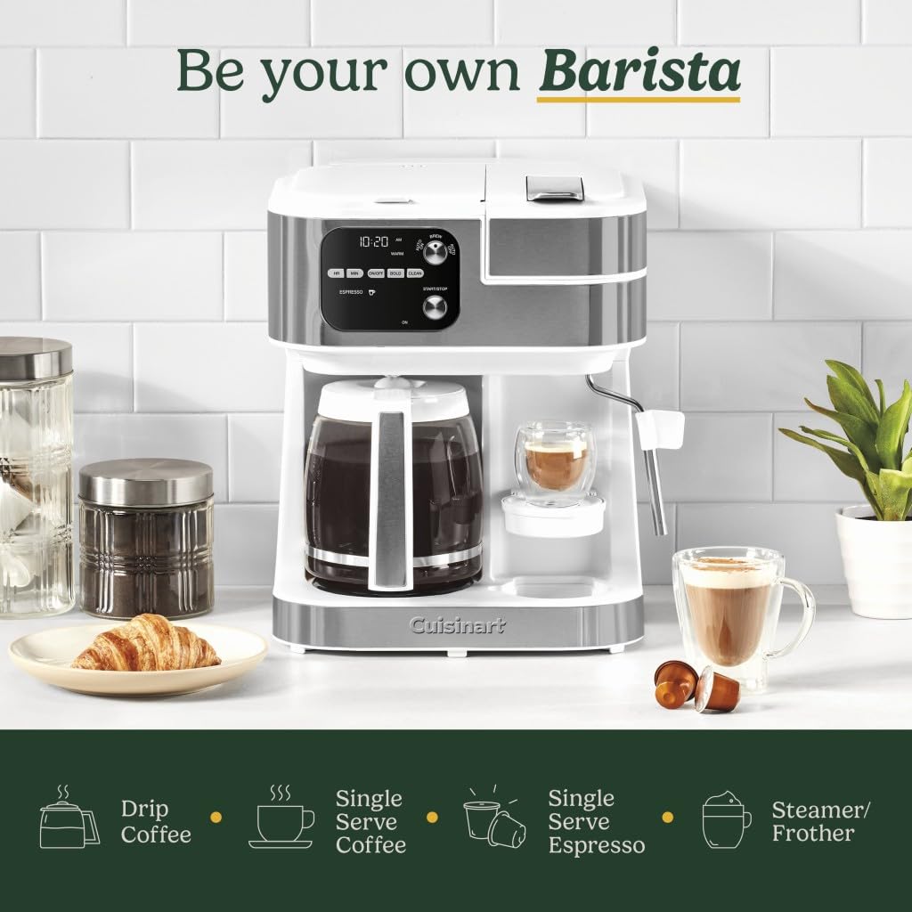 Cuisinart Coffee Center Barista Bar 4-in-1 Coffee Maker, Single-Serve Pods Compatible, Coffeemaker, Three Brewing Sizes, SS-4N1NAS, Black