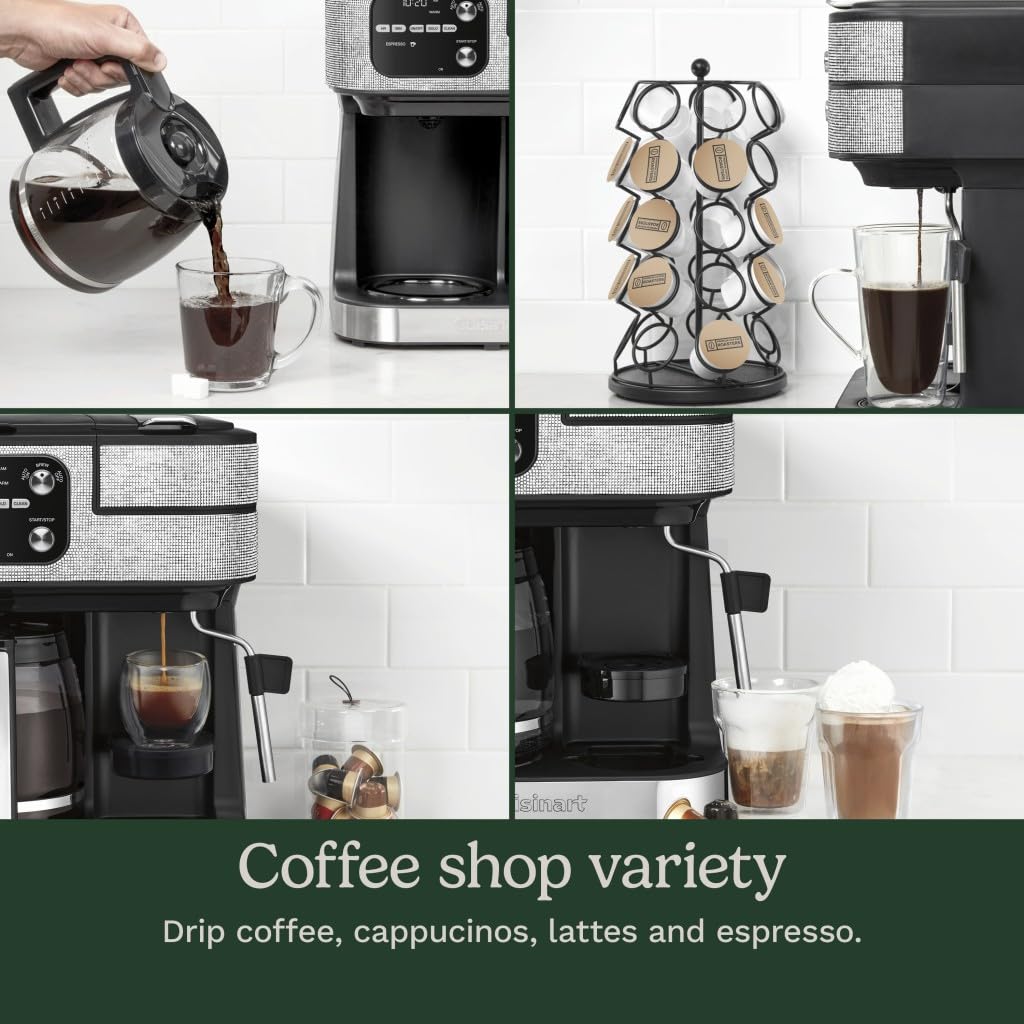 Cuisinart Coffee Center Barista Bar 4-in-1 Coffee Maker, Single-Serve Pods Compatible, Coffeemaker, Three Brewing Sizes, SS-4N1NAS, Black