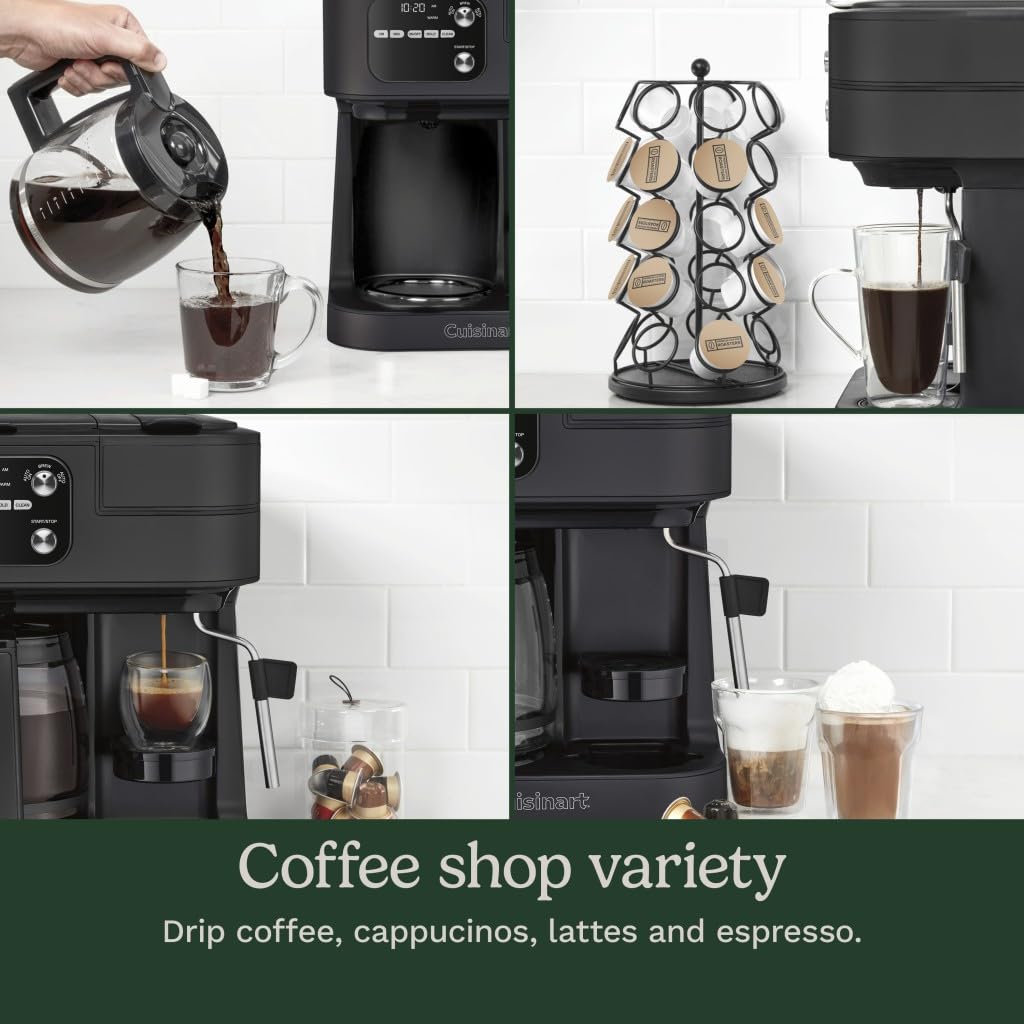 Cuisinart Coffee Center Barista Bar 4-in-1 Coffee Maker, Single-Serve Pods Compatible, Coffeemaker, Three Brewing Sizes, SS-4N1NAS, Black
