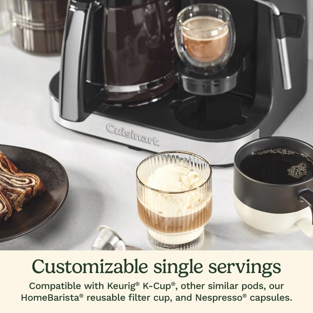 Cuisinart Coffee Center Barista Bar 4-in-1 Coffee Maker, Single-Serve Pods Compatible, Coffeemaker, Three Brewing Sizes, SS-4N1NAS, Black