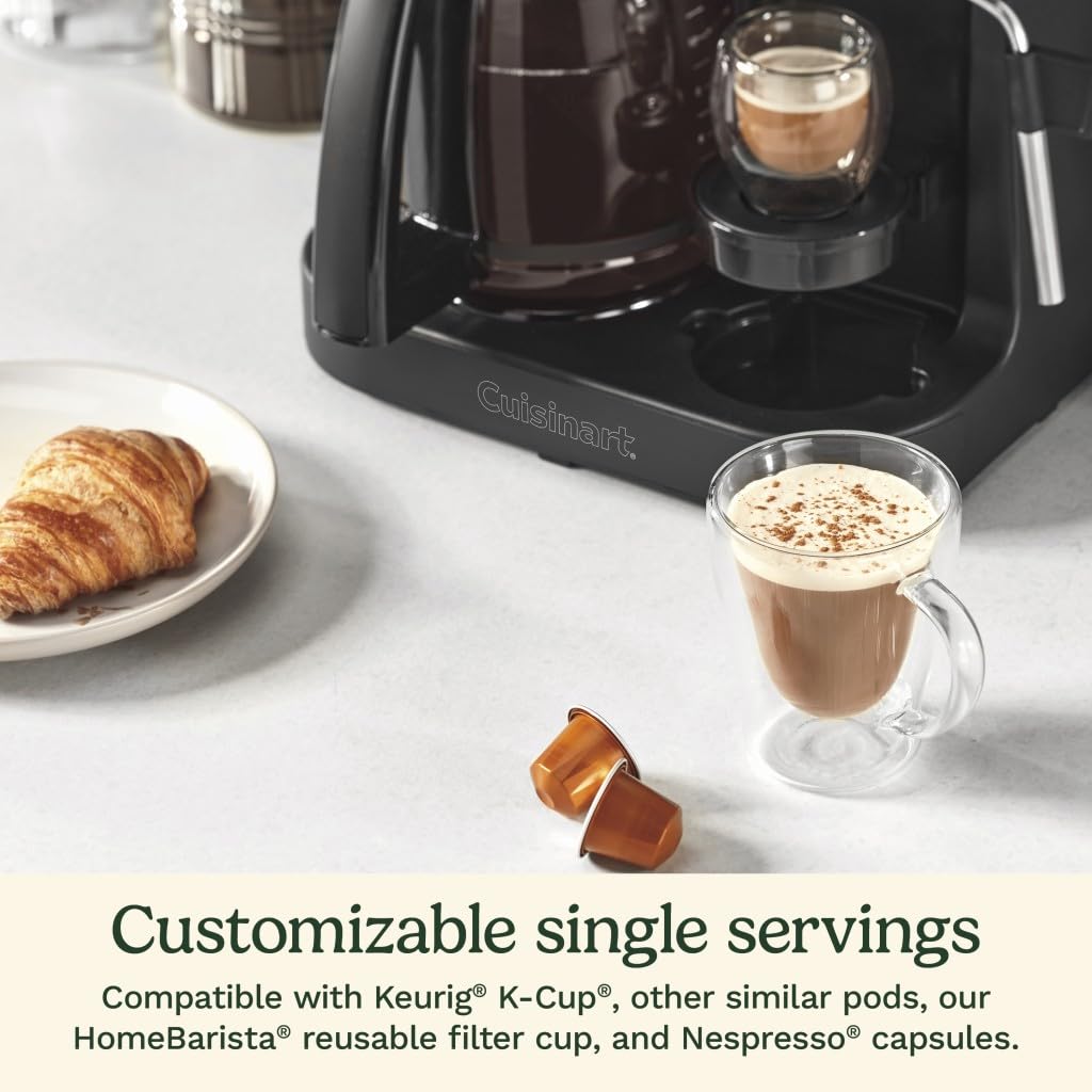 Cuisinart Coffee Center Barista Bar 4-in-1 Coffee Maker, Single-Serve Pods Compatible, Coffeemaker, Three Brewing Sizes, SS-4N1NAS, Black