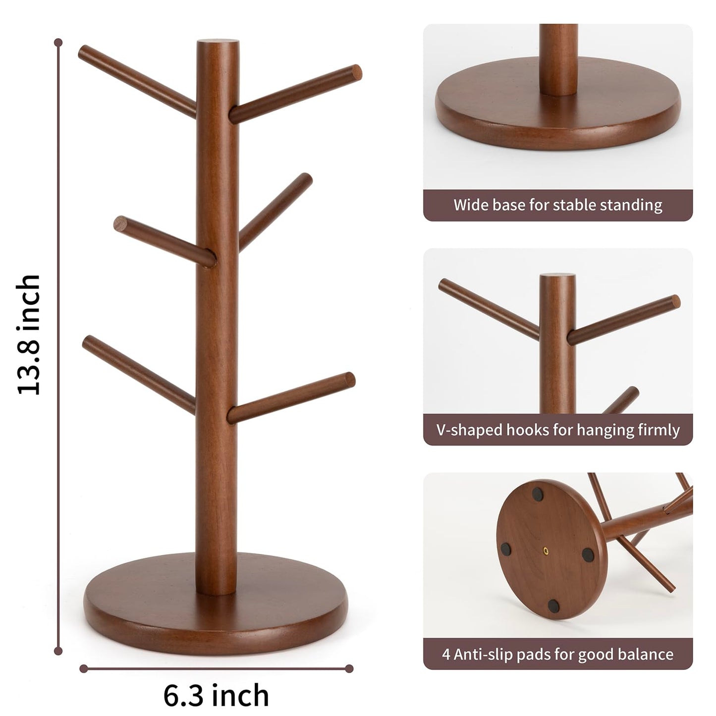 MyLifeUNIT Mug Holder Tree, Coffee Cup Holder with 6 Hooks (Black) | MyLifeUNIT, Mug Holder Tree, Coffee Cup Holder, 6 Hooks, Black