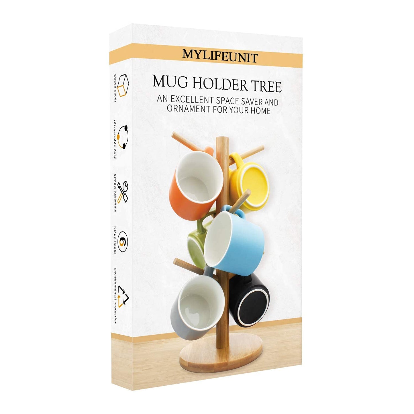 MyLifeUNIT Mug Holder Tree, Coffee Cup Holder with 6 Hooks (Black) | MyLifeUNIT, Mug Holder Tree, Coffee Cup Holder, 6 Hooks, Black