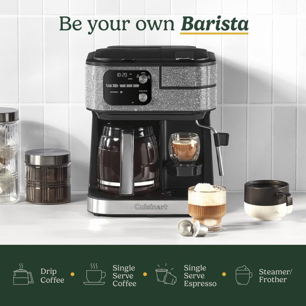 Cuisinart Coffee Center Barista Bar 4-in-1 Coffee Maker, Single-Serve Pods Compatible, Coffeemaker, Three Brewing Sizes, SS-4N1NAS, Black