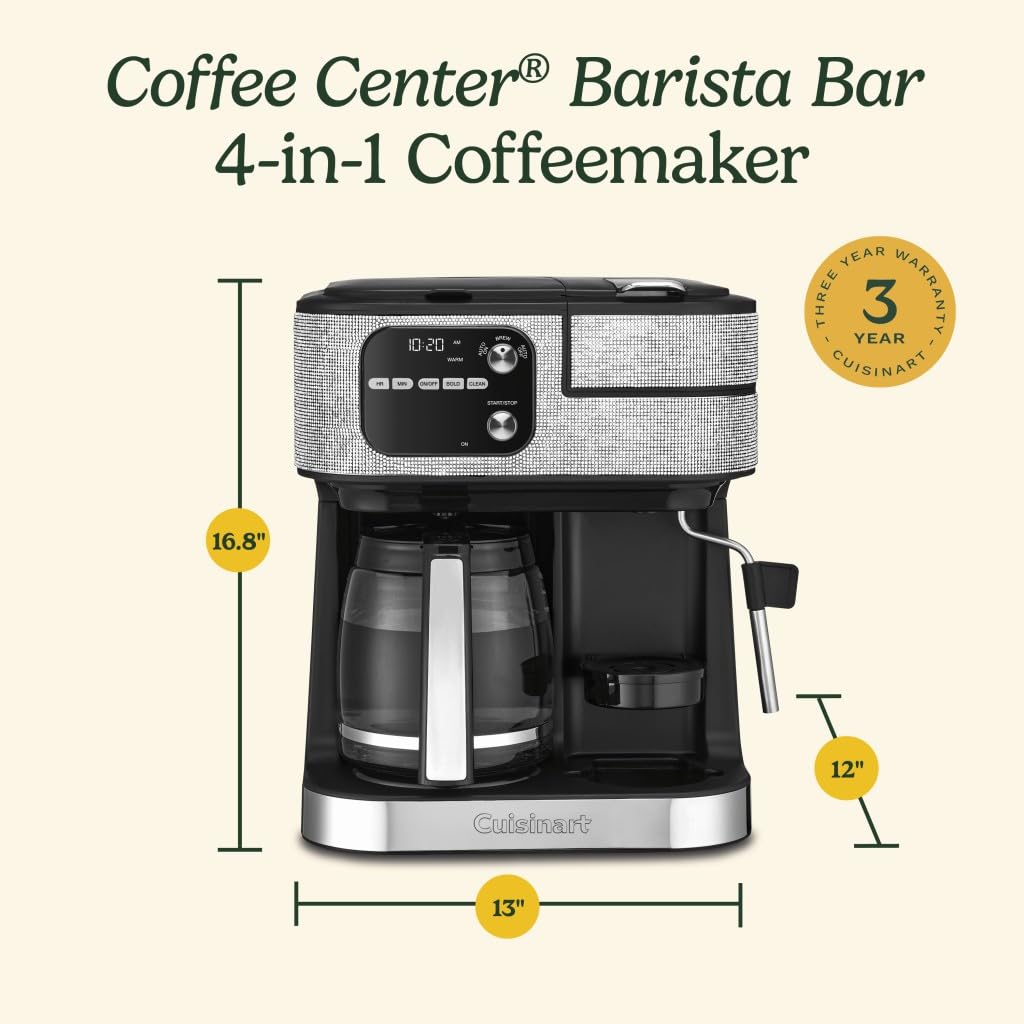 Cuisinart Coffee Center Barista Bar 4-in-1 Coffee Maker, Single-Serve Pods Compatible, Coffeemaker, Three Brewing Sizes, SS-4N1NAS, Black