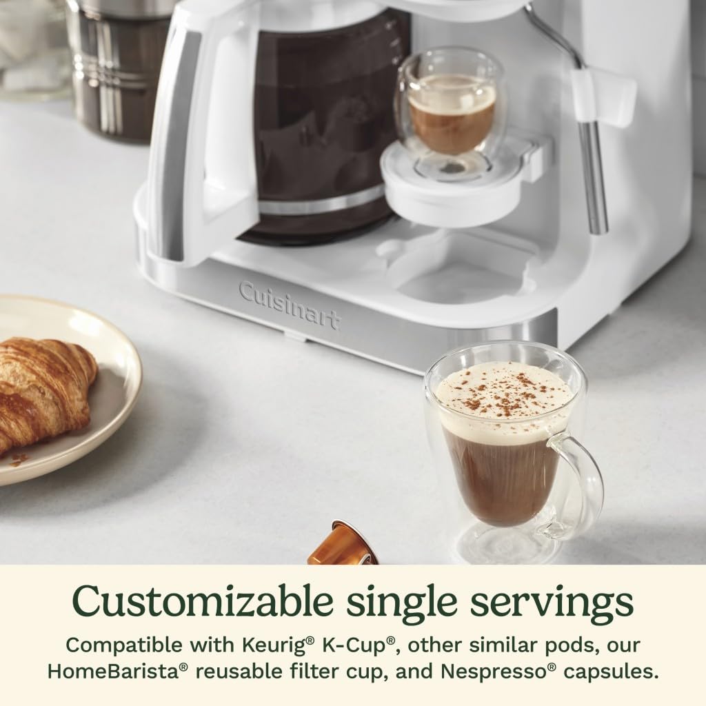 Cuisinart Coffee Center Barista Bar 4-in-1 Coffee Maker, Single-Serve Pods Compatible, Coffeemaker, Three Brewing Sizes, SS-4N1NAS, Black