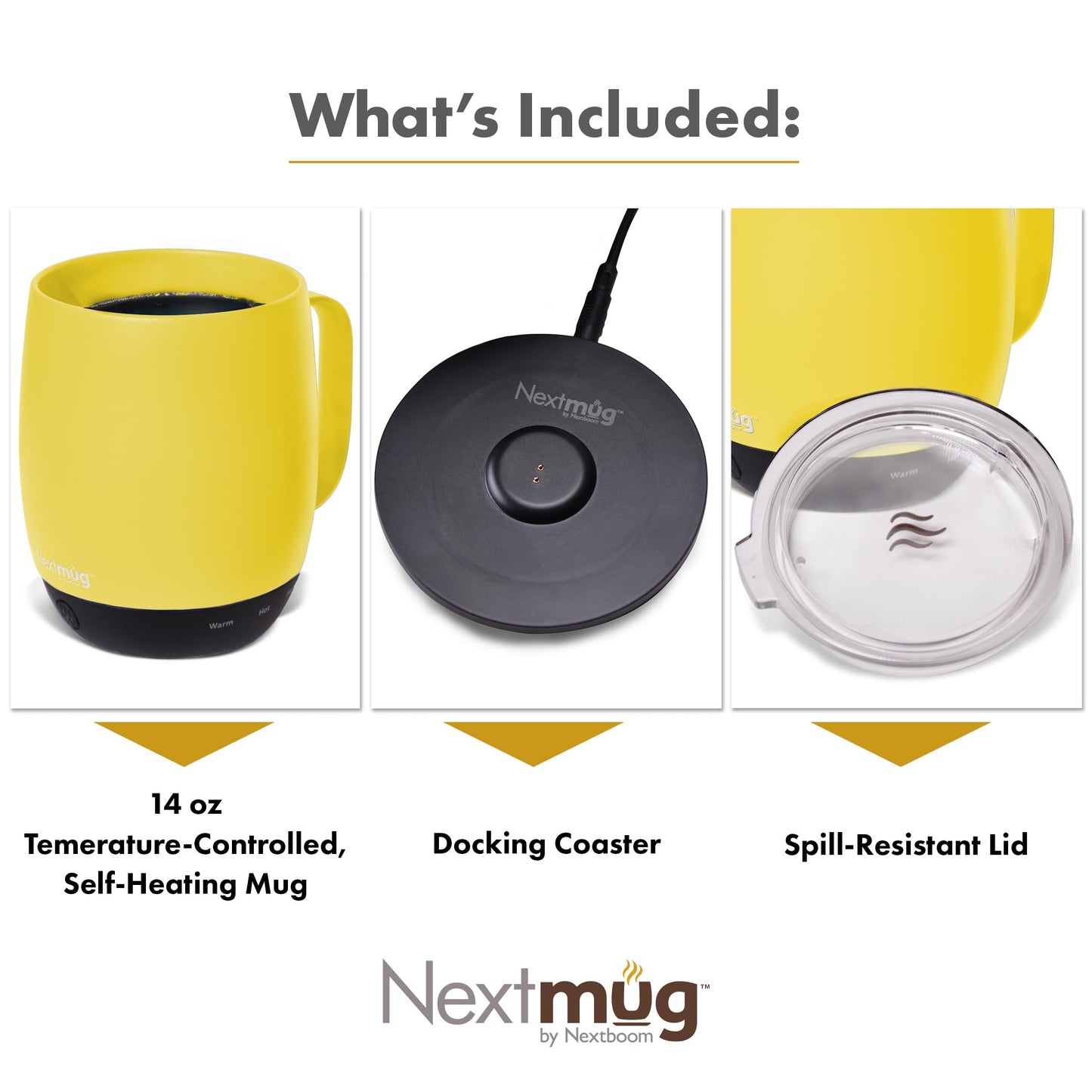 Nextmug - Temperature-Controlled, Self-Heating Coffee Mug (Slate Blue - 14 oz.)