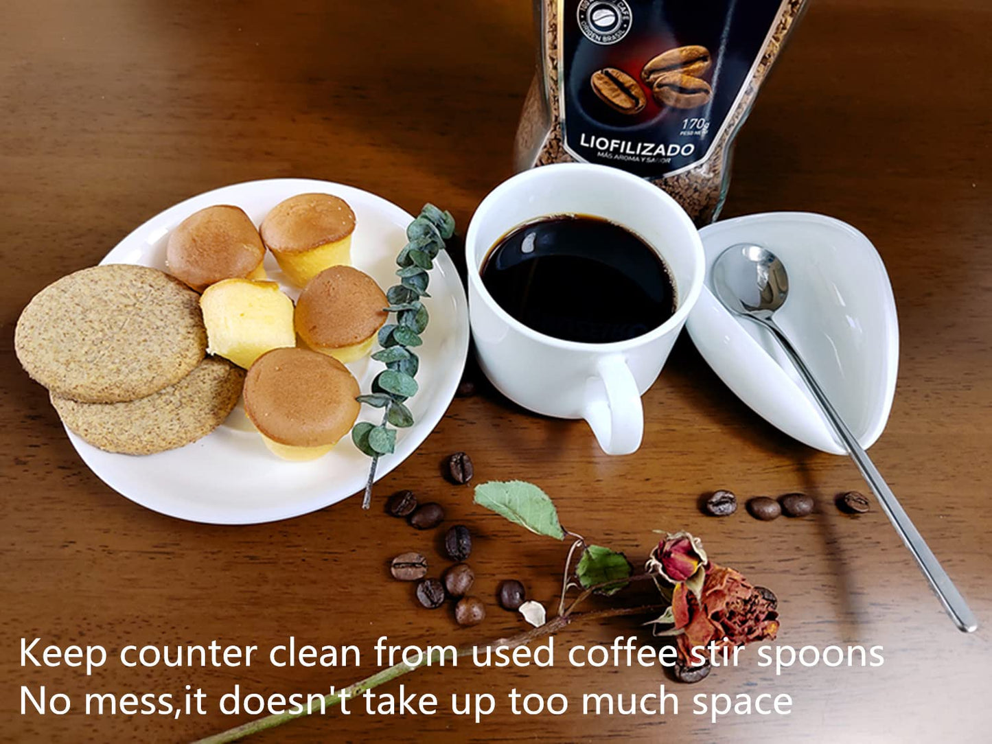 Ture Small Mini Ceramic Spoon Rest: Coffee Teaspoon & Bar Spoon Holder Kit, Black & Black (sic) - Coffee Bar Accessories