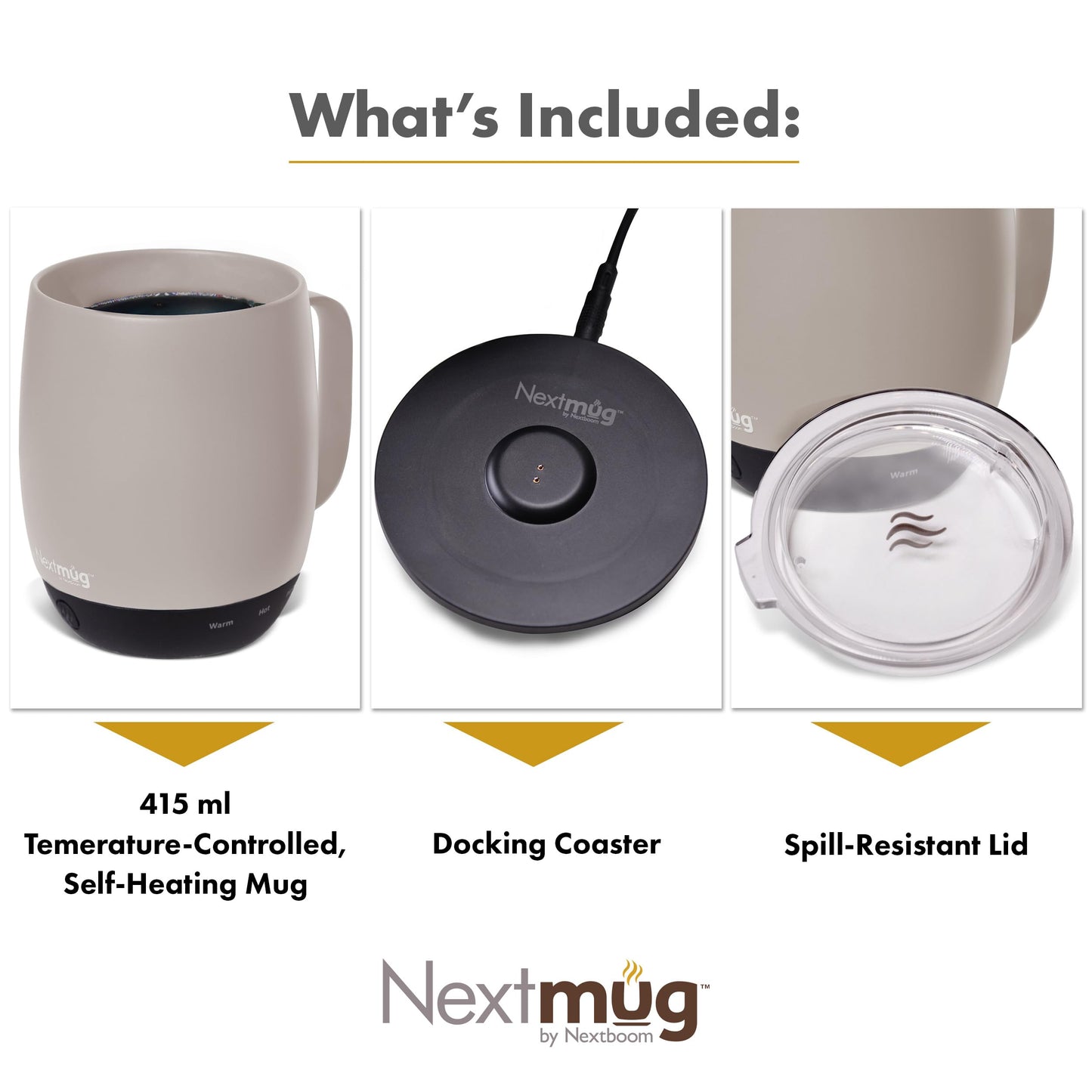Nextmug - Temperature-Controlled, Self-Heating Coffee Mug (Slate Blue - 14 oz.)