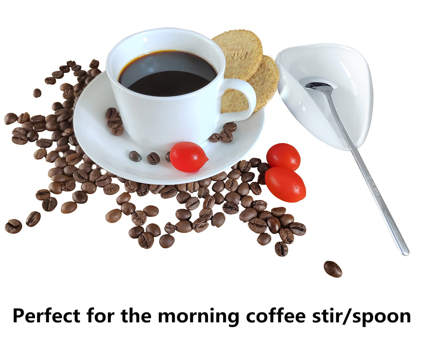 Ture Small Mini Ceramic Spoon Rest: Coffee Teaspoon & Bar Spoon Holder Kit, Black & Black (sic) - Coffee Bar Accessories