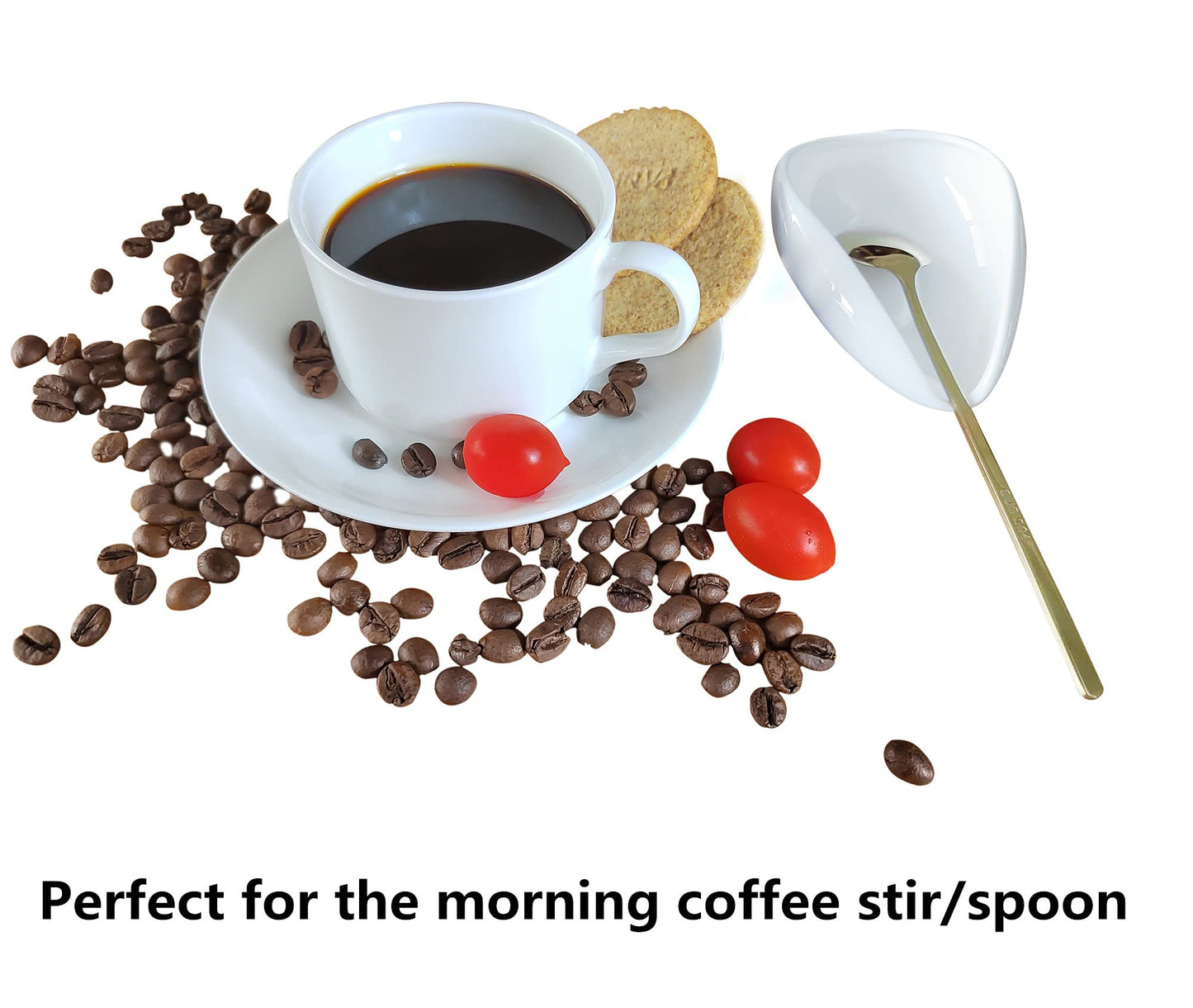 Ture Small Mini Ceramic Spoon Rest: Coffee Teaspoon & Bar Spoon Holder Kit, Black & Black (sic) - Coffee Bar Accessories