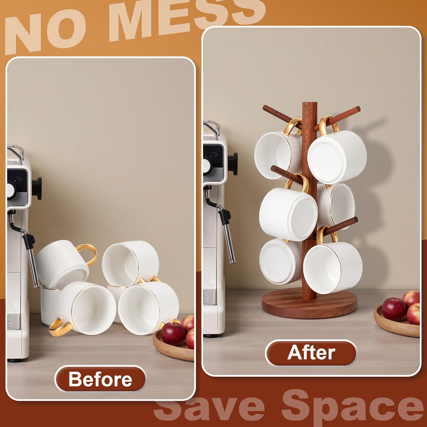 MyLifeUNIT Mug Holder Tree, Coffee Cup Holder with 6 Hooks (Black) | MyLifeUNIT, Mug Holder Tree, Coffee Cup Holder, 6 Hooks, Black