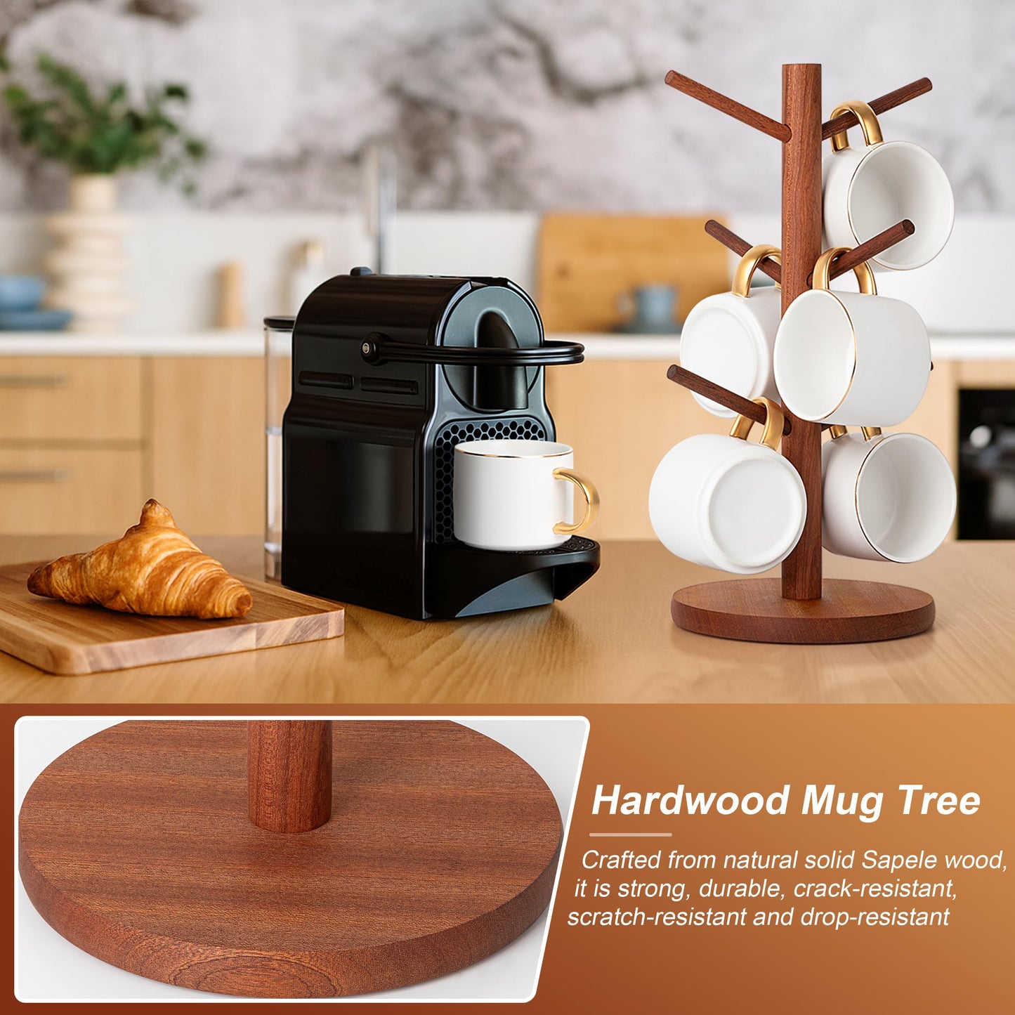 MyLifeUNIT Mug Holder Tree, Coffee Cup Holder with 6 Hooks (Black) | MyLifeUNIT, Mug Holder Tree, Coffee Cup Holder, 6 Hooks, Black