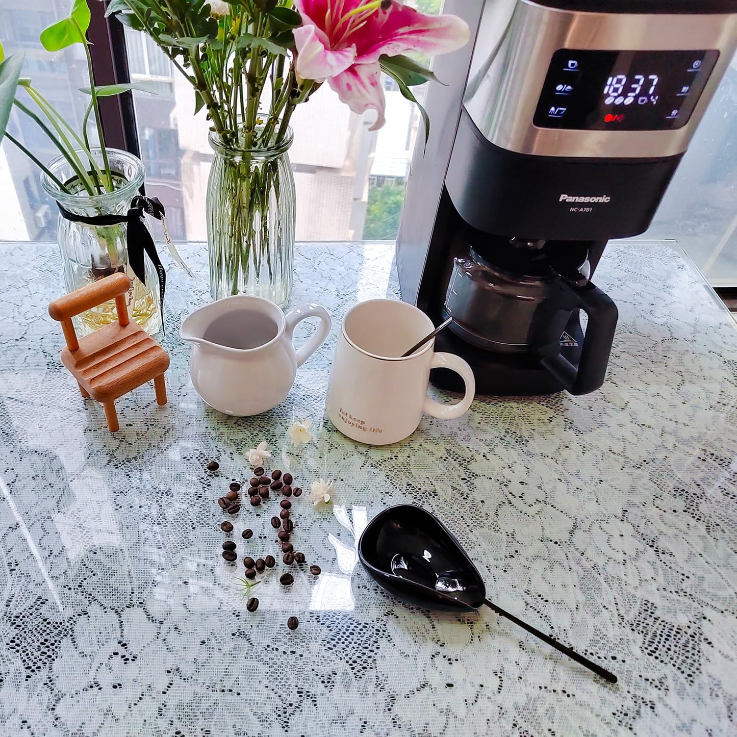 Ture Small Mini Ceramic Spoon Rest: Coffee Teaspoon & Bar Spoon Holder Kit, Black & Black (sic) - Coffee Bar Accessories