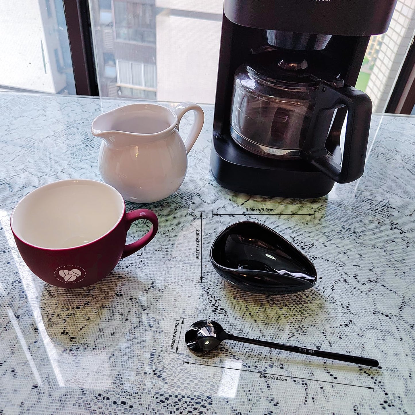 Ture Small Mini Ceramic Spoon Rest: Coffee Teaspoon & Bar Spoon Holder Kit, Black & Black (sic) - Coffee Bar Accessories